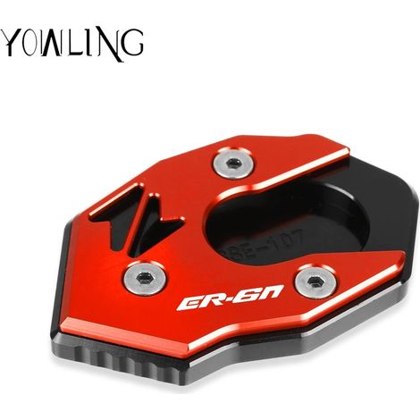 (LOGO ER6N rouge) Extension de béquille latérale pour moto, compatible avec KAWASAKI ER6N 2011, 2012 et 2014. (1/4)