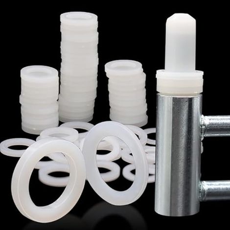 120 Pcs Rondelles pour Gonds de Porte, Paumelles Entretoise Plastique 10,2mm × 15mm Rondelle Nylon Caoutchouc Plat pour Portail Exterieur Cache Gond Porte, 1mm et 2mm 60 pcs chacun (1/5)