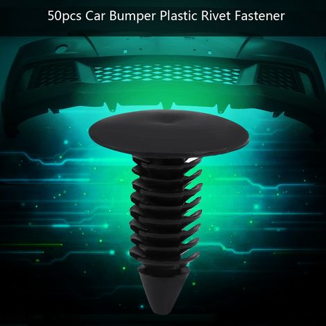 50 agrafes clips de fixation en plastique noir pour pare-chocs voiture, rivets de retenue, poussoirs de garniture, lot de 50 pièces (1/5)