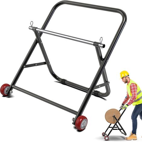 Cable Holder for Spool with Wheels Foldable Wire Spool Holder 100lb Capacity Keep Cables Tidy and Organized Single Axle  Cadre entièrement en acier au carbone, finition revêtement en poudre résistant  (1/5)