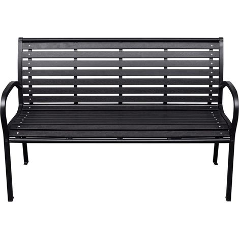 Banc de jardin Banc extérieur Banquette de jardin Noir 116 cm Acier et WPC (1/5)