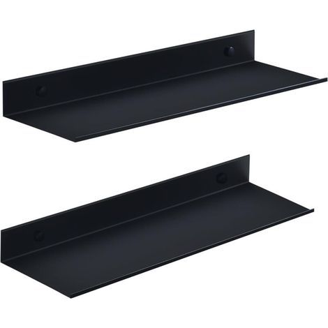 No-Drill Bathroom Shelf, Black, 2-Piece Wall-Mounted Shelf, Metal Shower Shelf 30cm, Floating Shelf Decoration for Living Room, Bathroom, Kitchen, Office (30CM, Black) (1/4)