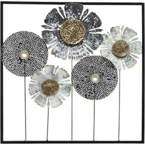 Atmosphera – Décoration murale en métal 'Tournesol' 50x50cm – Fer noir – Design floral moderne – Pour intérieur contemporain (1/3)