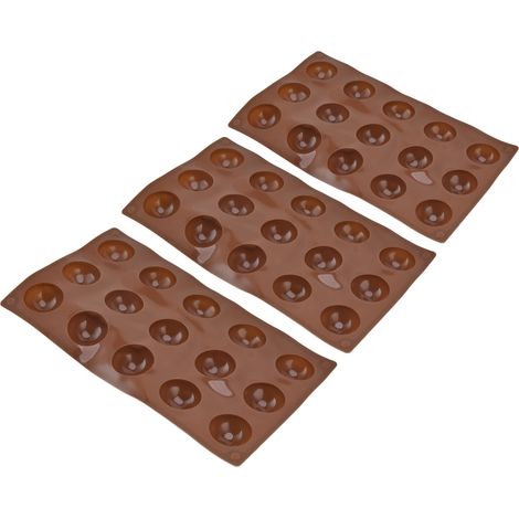 Moule en silicone demi-sphère (3 pièces, 15 cavités) pour bombes en chocolat, gâteaux, gelées et puddings. (1/5)