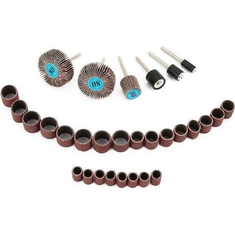 Lot de 30 accessoires pour meuleuse électrique, ponceuse et polisseuse – tête de meulage, bague de ponçage, forets (1/5)