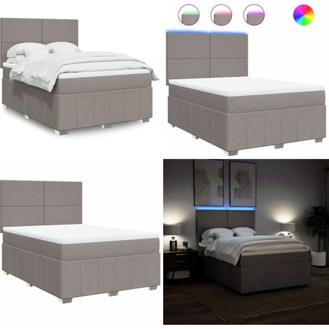 vidaXL Boxspringbett mit Matratze Taupe 140x200 cm Stoff (1/5)