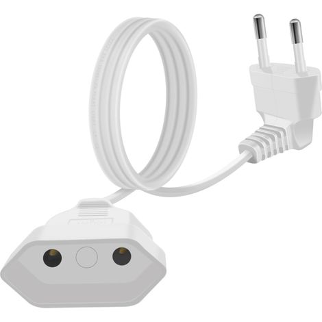 Rallonge Câble Euro 2.5A 250V 625W Rallonge d'alimentation Euro Câble D'extension Euro Rallonge Electrique Plate, pour électroménagers TV Moniteur D'Ordinateur (Blanc, 2m)