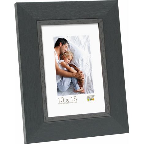 Cadre Photo Look Technique de Peinture avec Filet Beige Résine Noir 32,6 x 27,5 x 1,5 cm
