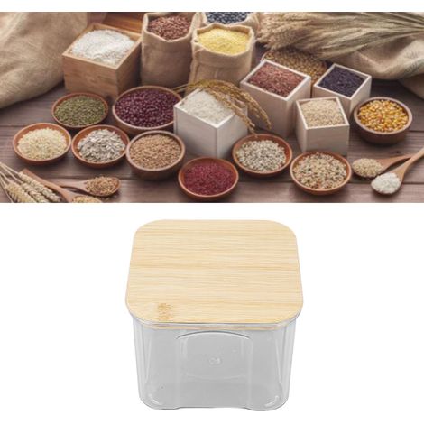 Bocal de conservation hermétique de 650 ml pour céréales, grains de café, couvercle transparent en plastique imitation bambou, boîte de rangement pour la cuisine (1/5)