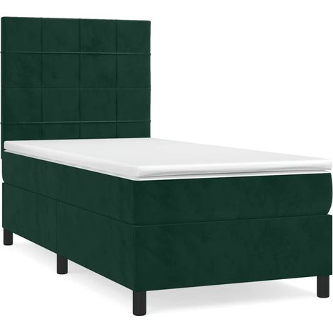 Maison Exclusive - Boxspringbett mit Matratze Dunkelgrün 90x200 c (1/5)