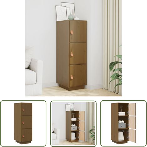 The Living Store Highboard Honigbraun 34x40x108,5 cm Massivholz Kiefer - Holz Sideboard - Massivholzmöbel - Kiefernholz - Wohnraumgestaltung - Regal (1/5)