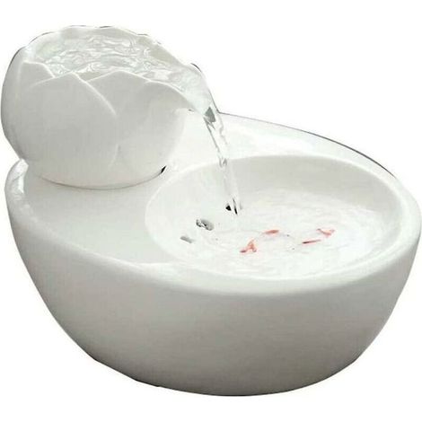 Fontaine à eau pour chat en céramique 1,3L – Distributeur d'eau silencieux – Filtration haute capacité – Dimensions 19x14x7,5cm (1/3)