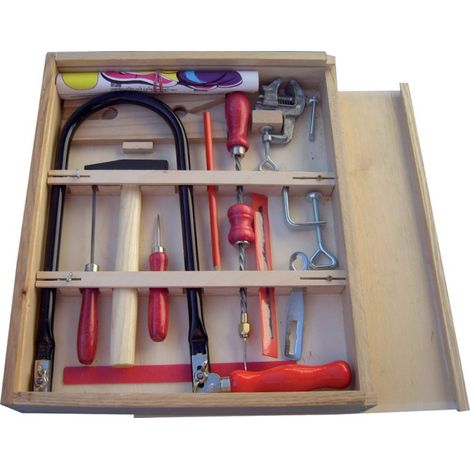 Set Strumenti Scatola Di Legno 13 Pezzi