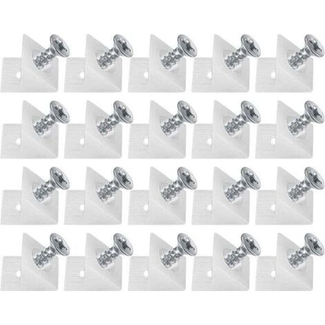 20 Pièces Cales en Plastique pour Meuble Tiroir, Équerre De Fixation, Connecteur Arrière Stabilisateurs, Fond de Tiroir Connecteur avec Vis, pour Réparer Affaissement Étagère Meuble