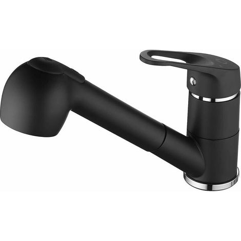 CCYKXA Black Kitchen Faucet Pull-Out Spray, Kitchen Mixer Tap with Pull-Out Spray 42 cm 2 Jets 120° Rotating Spout Hot and Cold Faucet Available Ergonomic Spray (1/5)