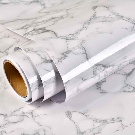 Marble effect adhesive wallpaper, waterproof and removable, 40 cm x 2 m, for furniture or walls (1/5)
