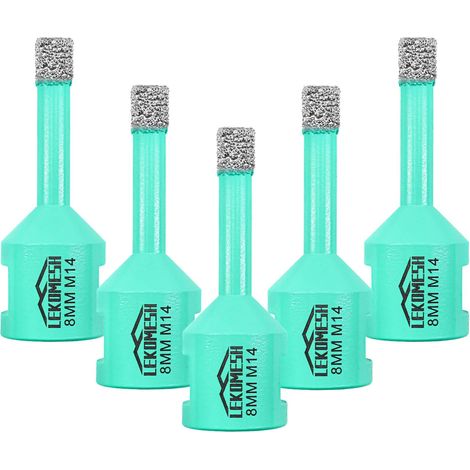 Forets Diamant Carrelage 5pc-8MM - Trépan Diamant Pour porcelaine Céramique Tuiles Marbre Granit Pierre Quartz Brasage Sous Vide Forets diamantés Filetage M14 pour Meuleuse D'angle (1/5)