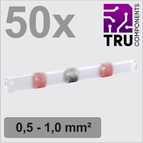 TRU COMPONENTS TC-12888420 Stoßverbinder mit Schrumpfschlauch 0.5 mm² 1.0 mm² Vollisoliert Rot 50 St