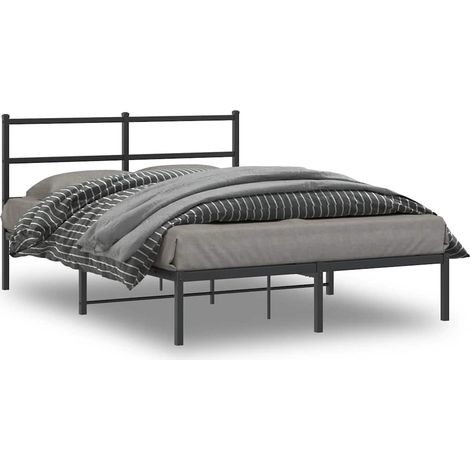 Bettgestell mit Kopfteil Metall Schwarz 140x200 cm