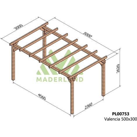 Pérgola de Madera Laminada Valencia (Maderland) - Gardeneas - 500 x 300 cm (1/4)