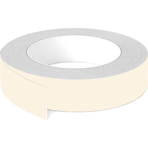 1x Bande de chant ABS sans colle 23 mm x 5 m épaisseur 0,8 mm facile à appliquer bricolage étagère meuble panneau plan de travail bois stratifié, Blanc cassé mat (1/3)