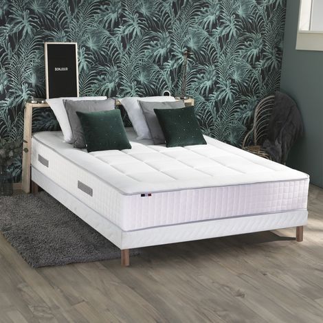 Ensemble matelas mémoire de forme BELLAGIO 2 sommier tapissier 160 x 200 Sommier Blanc (1/5)