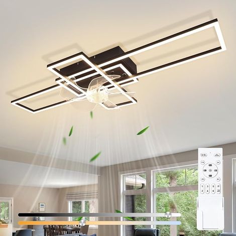 GBLY Plafone LED con Ventilatore 94cm 6 Velocità Luce Dimmerabile Telecomando Timer Salone Sala Pranzo Camera