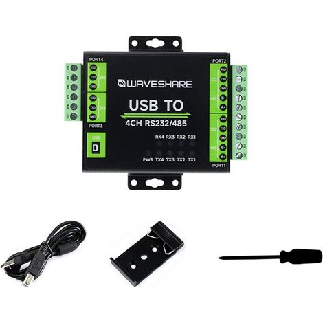 Waveshare FT4232HL Convertisseur D'Interface USB Vers RS232/485 Isolation Industrielle pour Linux Android Windows 11/10/8.1/8/7 (1/2)