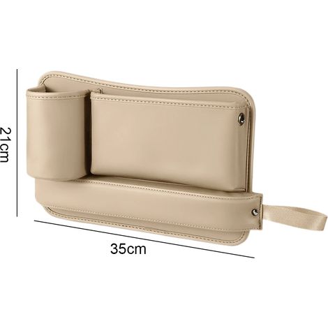 (Beige A) Organisateur d'espace entre les sièges auto avec porte-gobelet, boîte de rangement pour téléphone, clé et carte, accessoires intérieurs (1/5)