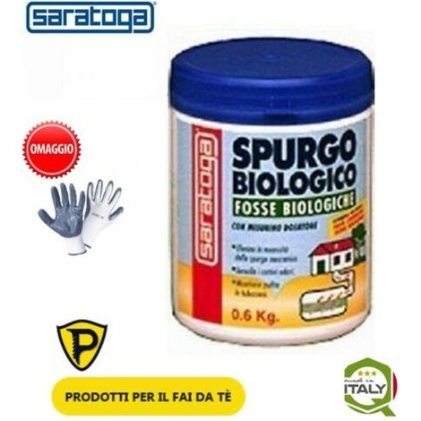 SPURGO BIOLOGICO SARATOGA FOSSE BIOLOGICHE CON DOSATORE CONF. 0,6 Kg + Guanti