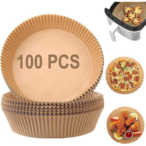 100 dessous de plat jetables en papier pour friteuse, dessous de plat ronds, résistants à l'huile, emballage imperméable, pour la cuisson (6,3 pouces) (1/5)