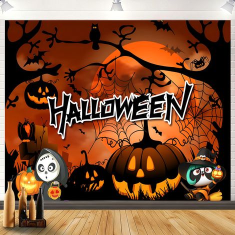 Toile de fond pour Halloween 2026, bannière décorative haut de gamme pour une ambiance festive, bannière suspendue diable - 110 x 180 cm - Style 19