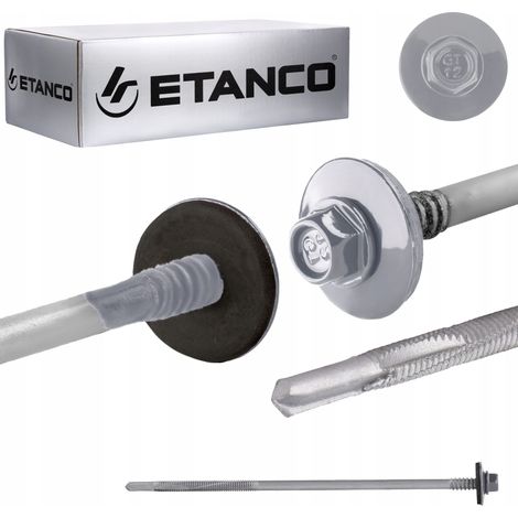 Tornillos para paneles sándwich de 175 mm RAL 9006, 100 unidades, para metal Etanco GTR12 (1/5)