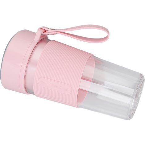 Mixeur à fruits portable rechargeable, batterie lithium intégrée, mini presse-agrumes électrique sans fil, tasse à jus design luxe rose. (1/5)
