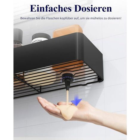 2pcs Étagère de douche sans perçage,organisateur salle de bain antirouille,porte-shampoing durable pour douche acier inoxydable,noir (1/5)