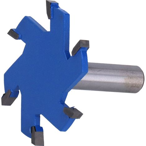 Fraise à rainurer en T à 6 dents pour le travail du bois, en acier au carbone allié avec queue allongée (queue de 12 mm) (1/5)