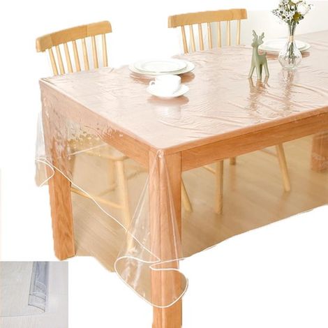 Nappe en PVC transparent, résistant à l'huile et à la chaleur. Nappe anti-poussière pour tables basses rectangulaires, 140 x 180 cm. Nettoyage facile d'un simple coup d'éponge. (1/5)