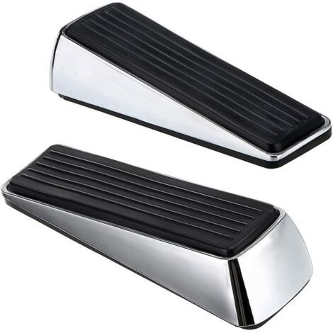 Butoir de porte en caoutchouc, cale de porte en acier inoxydable et caoutchouc, anti-rayures et antidérapant (lot de 2)