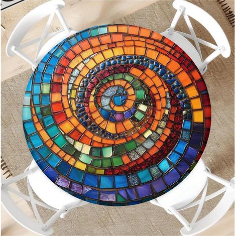 Nappe ronde avec élastique Ø 90cm, lavable, imperméable, pour tables de jardin 75-85cm