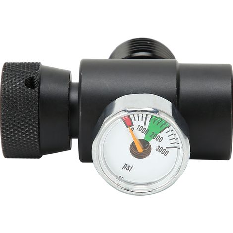 Ortviai Adaptateur de remplissage CO2 pour bouteille SodaStream – Raccord CGA320 noir avec manomètre 3000 psi (1/4)