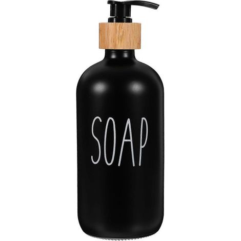 Distributeur de savon pour les mains en verre, distributeur de liquide vaisselle rechargeable, distributeur à pompe, distributeur de lotion-20.20X7.50X7.50CM-Black (1/4)