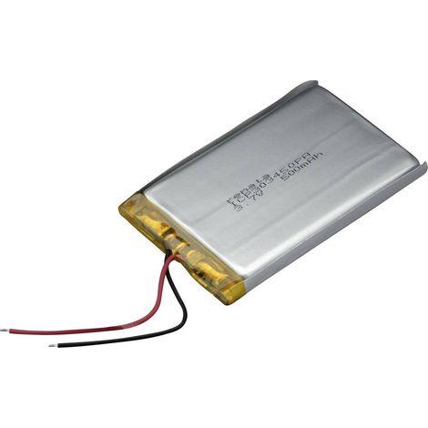 Renata ICP303450PA Pile rechargeable spéciale prismatique avec câble LiPo 3.7 V 500 mAh