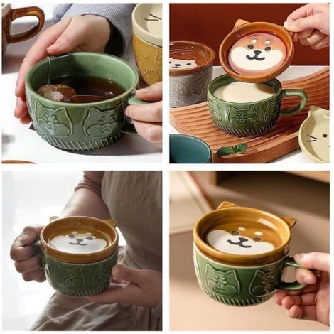 Tasse À Café - Céramique - Vert Mat - 10.5 x 7.5 cm - Pour Boissons Chaudes - 1 Pièce (1/4)