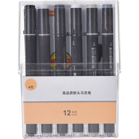 Lot de 12 feutres à huile double pointe souple en plastique pour dessin et fournitures artistiques étudiant (1/5)