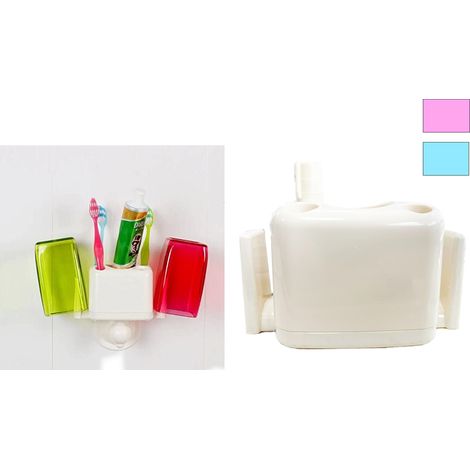 Porta spazzolini con ventosa portabicchieri bagno salva spazio organizer casa (1/5)