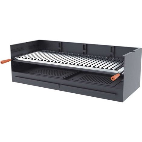 Barbecue a carbonella e legna Griglia in acciaio inox da 100 cm - Libera installazione / Incasso