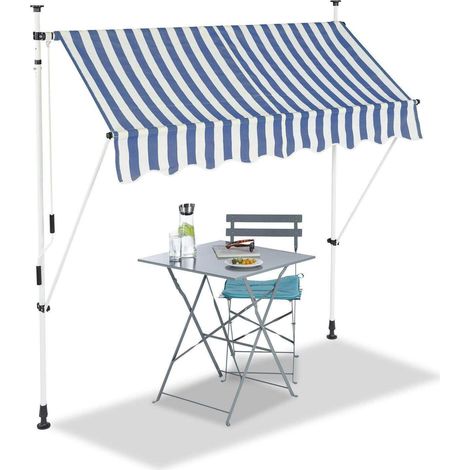 Bc-elec - HHYVA2012-Bluewhite Manuell einziehbare Markise f�r Terrasse & Patio 200x120cm wei� und blau