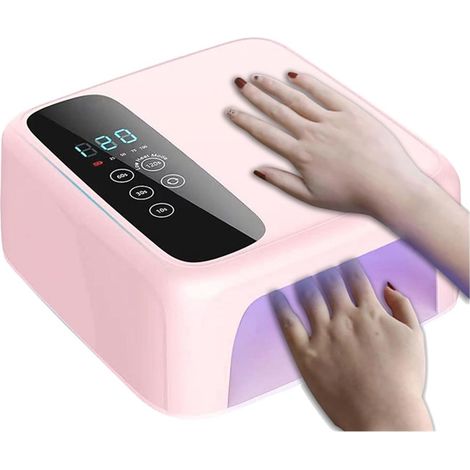 Lampe à ongles UV LED LED UV Nail Lampe Sans Fil Led Nail Lampe UV 72W Rechargeable 15600mAH Professionnel Gel Sèche-Ongles Vernis À Ongles Curling Lampe Gel Nail Lampe ( Color : Wireless pink , Size (1/5)