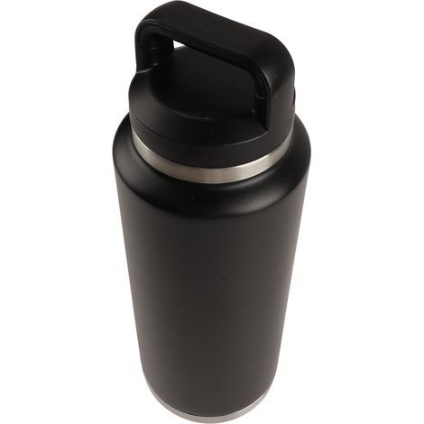 Tragbare Sport-Trinkflasche aus PP-Edelstahl, auslaufsicher, ideal für Camping, Fitnessstudio, Reisen und Büro (schwarz). (1/5)