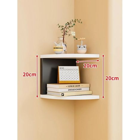 Étagère de rangement murale d'angle à plusieurs niveaux, style minimaliste moderne, pour salon ou salon (rayon de 20 cm [colle, clous sans trace et vis d'expansion inclus]). (1/5)